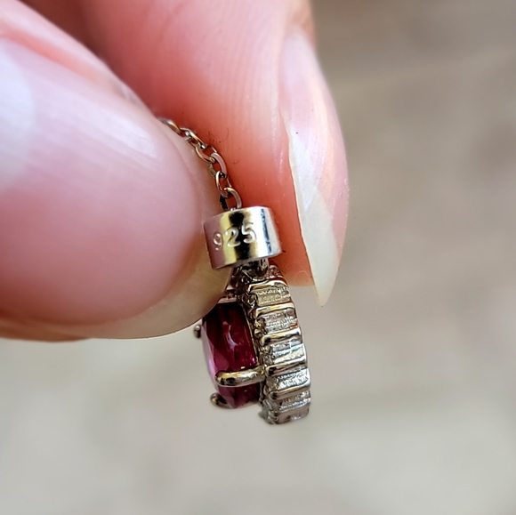 NEW STERLING SILVER 925 + 14k GOLD PLATED Heated Red Ruby Pendant - Picture 3 of 6